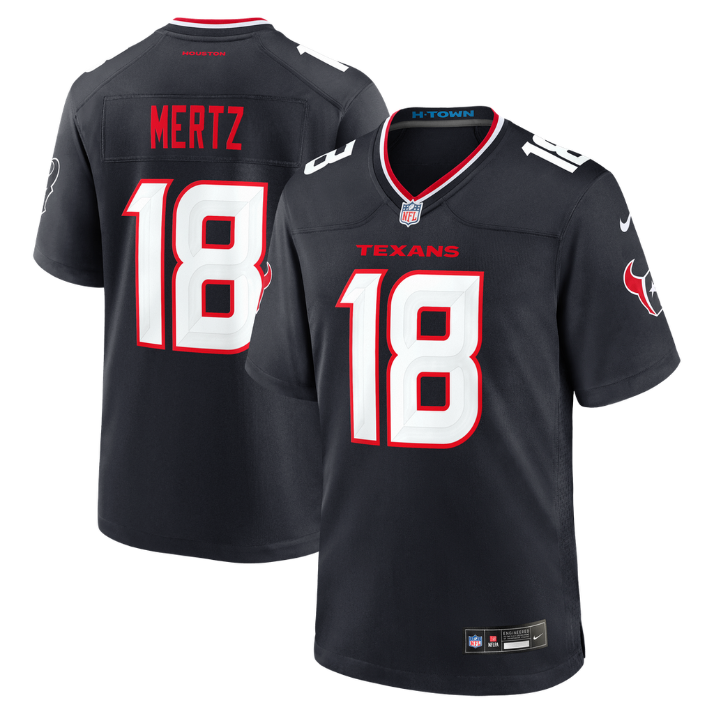 Houston Texans Graham Mertz Nike Navy Team Game Jersey product image 1, provided for visual reference and product detail