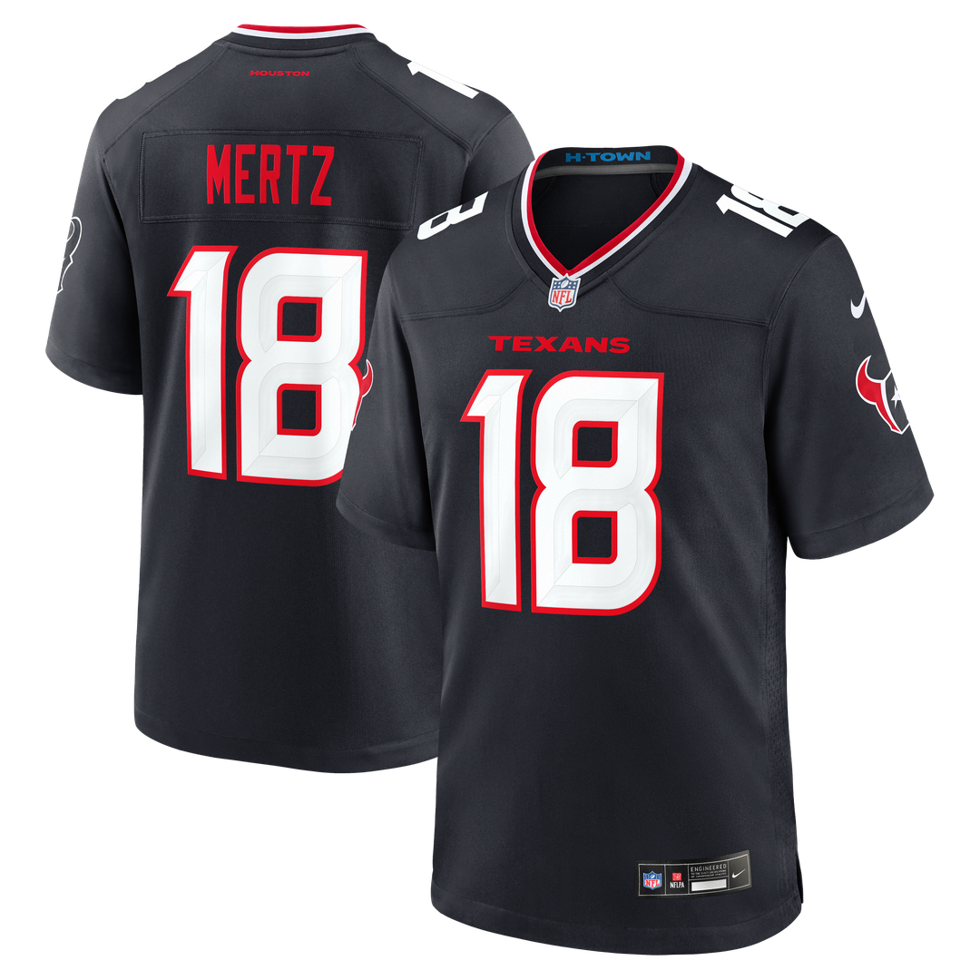 Houston Texans Graham Mertz Nike Navy Team Game Jersey product image 1, provided for visual reference and product detail