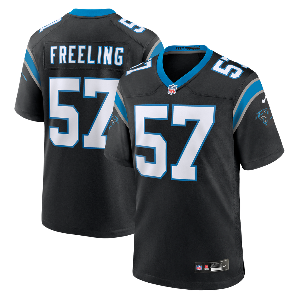 Carolina Panthers Monroe Freeling Nike Black Team Game Jersey product image 1, provided for visual reference and product