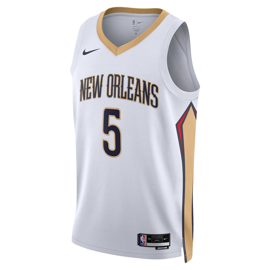 New Orleans Pelicans Nike Association Edition Swingman Jersey - White - Dejounte Murray - Unisex product image 3, provided