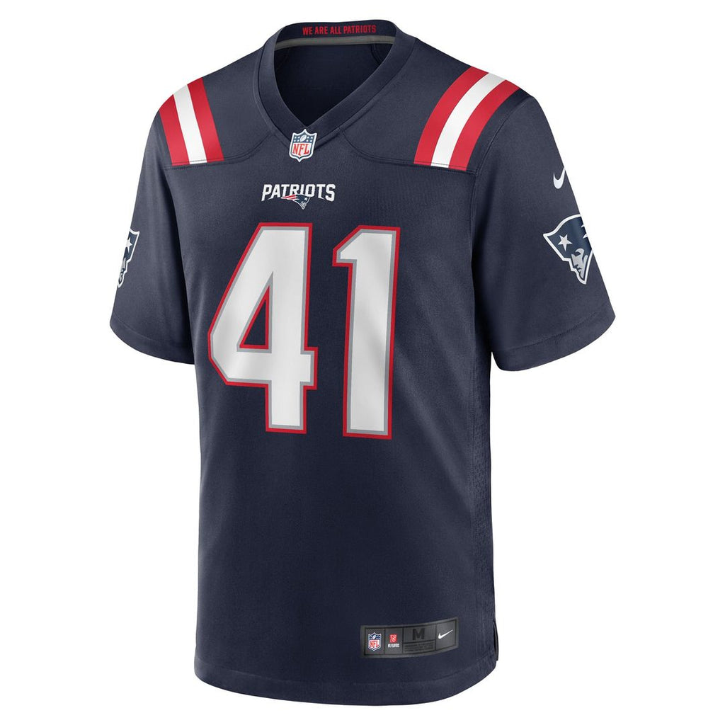 New England Patriots Brenden Schooler Nike Navy Game Player Jersey product image 2, provided for visual reference and
