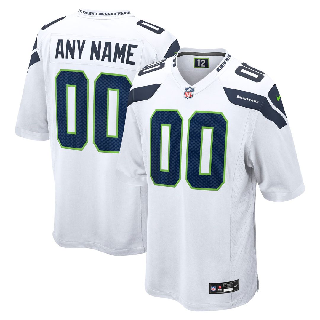 Seattle Seahawks Nike White Custom Game Jersey product image 4, provided for visual reference and product detail review