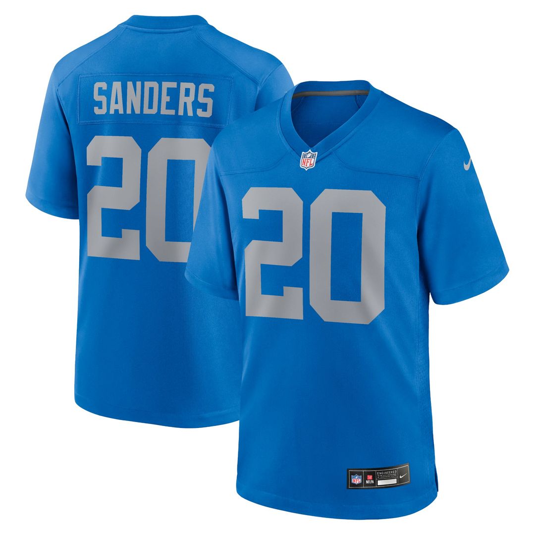 Detroit Lions Barry Sanders Nike Blue Alternate Game Jersey product image 1, provided for visual reference and product
