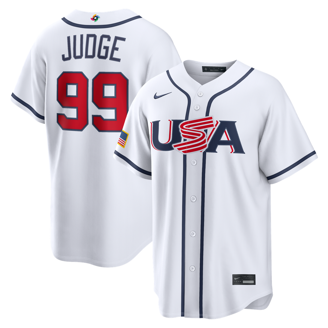 USA Baseball Aaron Judge Nike White 2026 World Baseball Classic Home Stadium Jersey product image 1, provided for visual