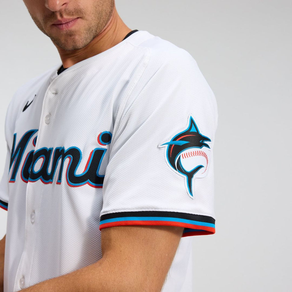 Miami Marlins Nike White Home Elite Jersey product image 8, provided for visual reference and product detail review