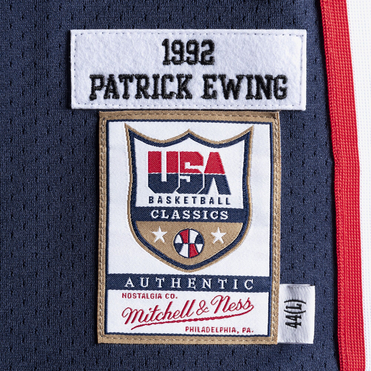 USA Basketball Mitchell & Ness Authentic Jersey Patrick Ewing 1992 Navy product image 4, provided for visual reference and