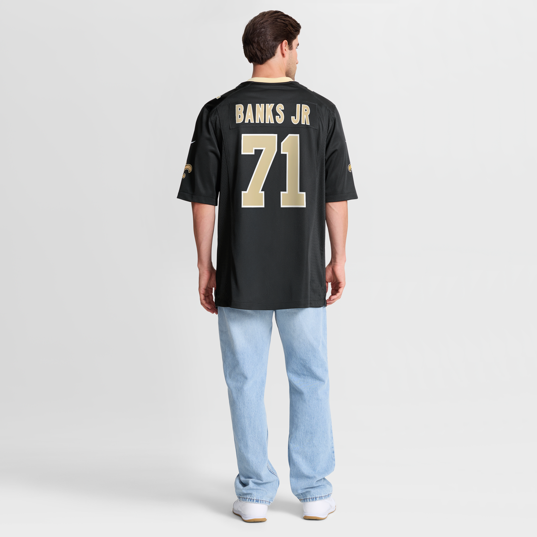 New Orleans Saints Kelvin Banks Jr. Nike Black Game Player Jersey product image 8, provided for visual reference and product