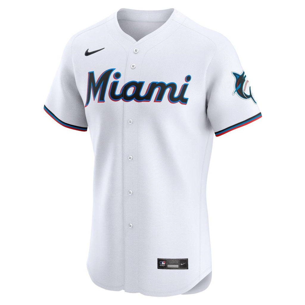 Miami Marlins Eury Perez Nike White Home Elite Player Jersey product image 2, provided for visual reference and product