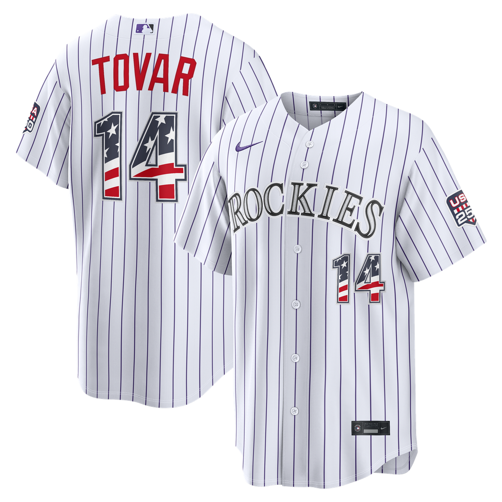 Fourth of July Colorado Rockies Ezequiel Tovar Nike White USA 250 Stadium Jersey product image 1, provided for visual