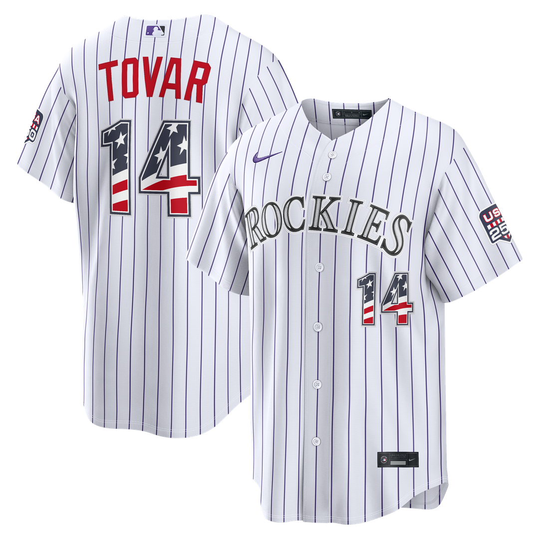 Fourth of July Colorado Rockies Ezequiel Tovar Nike White USA 250 Stadium Jersey product image 1, provided for visual