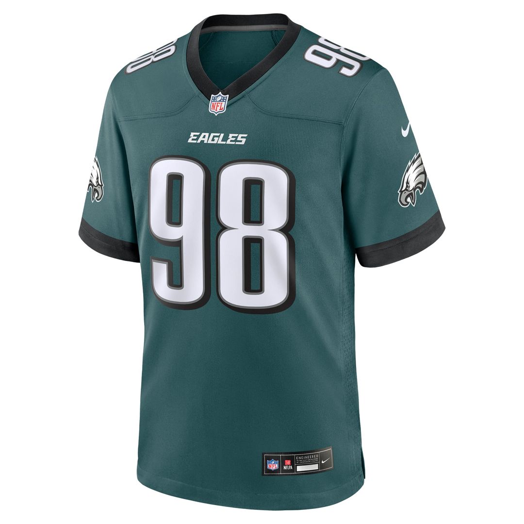 Philadelphia Eagles Jalen Carter Nike Midnight Green Team Game Jersey product image 2, provided for visual reference and