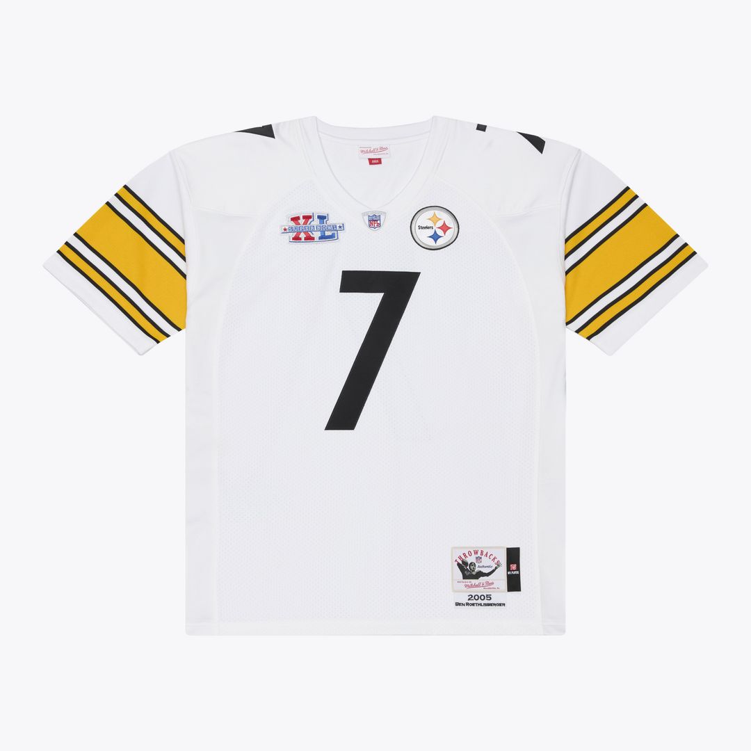 Pittsburgh Steelers Ben Roethlisberger Mitchell & Ness White 2005 Authentic Throwback Jersey product image 1, provided for