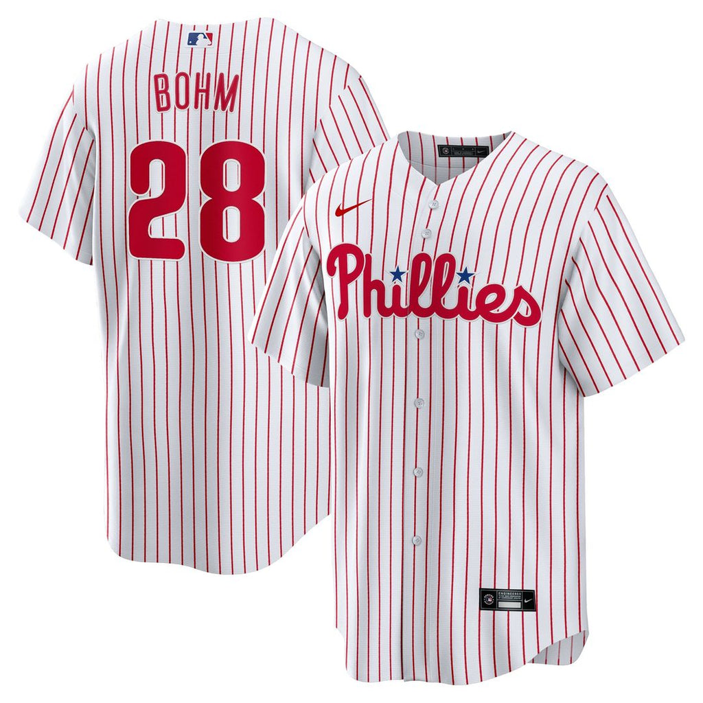 Philadelphia Phillies Alec Bohm Nike White Home Replica Jersey product image 1, provided for visual reference and product