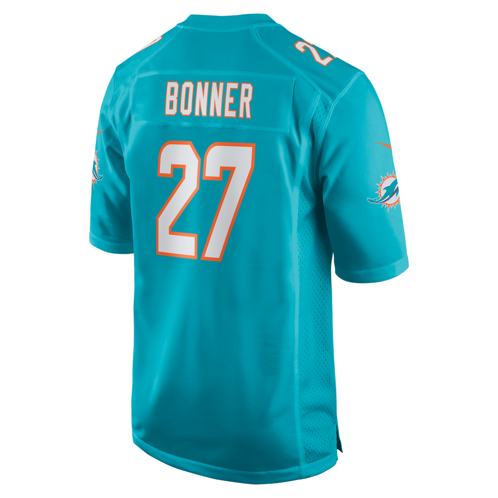 Miami Dolphins Ethan Bonner Nike Aqua Game Jersey product image 3, provided for visual reference and product detail review