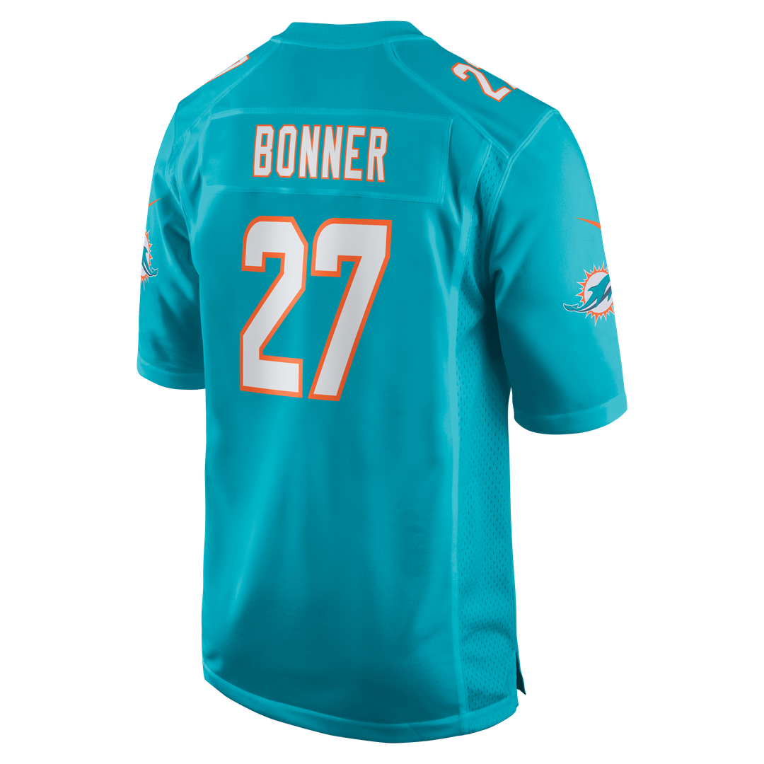Miami Dolphins Ethan Bonner Nike Aqua Game Jersey product image 3, provided for visual reference and product detail review