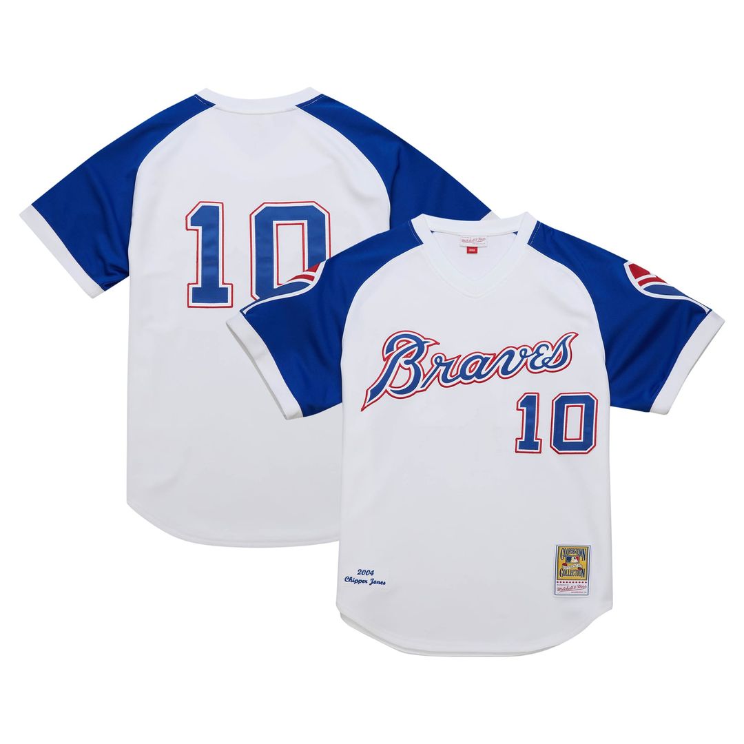 Atlanta Braves Chipper Jones Mitchell & Ness White 2004 Cooperstown Collection Authentic Throwback Jersey product image 1,
