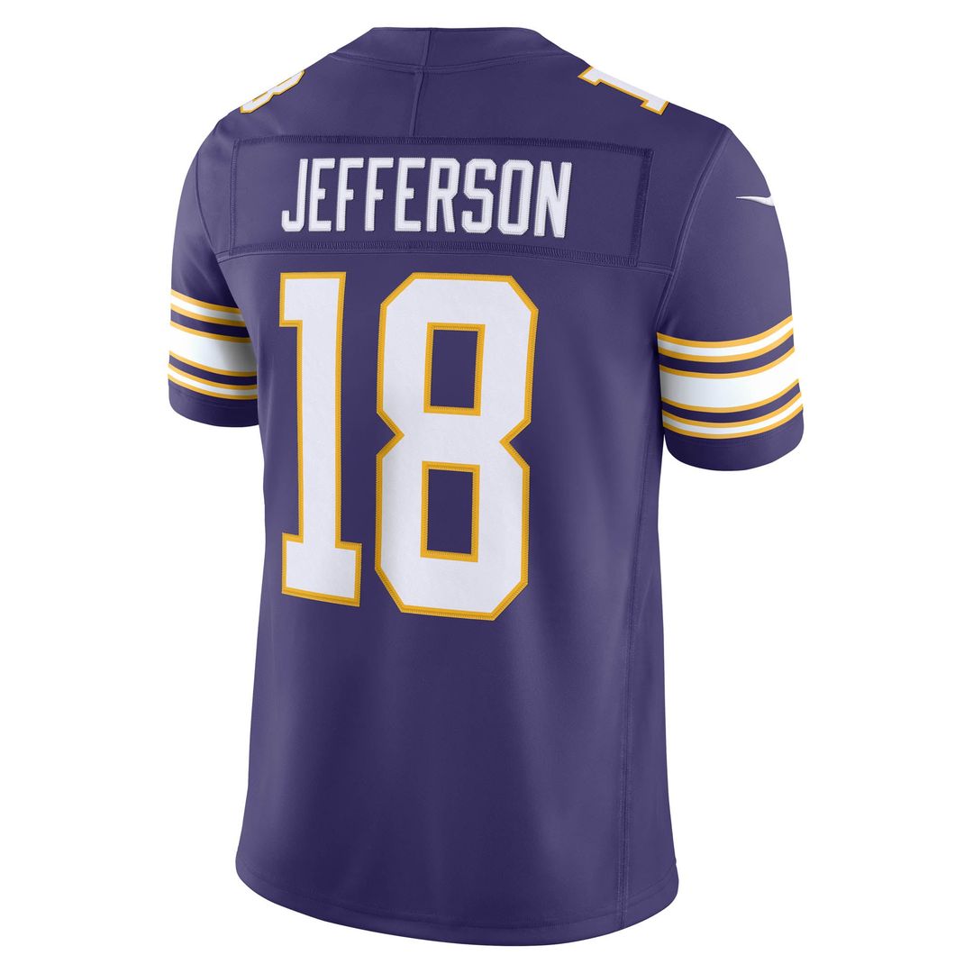 Minnesota Vikings Justin Jefferson Nike Purple Alternate Classic Vapor F.U.S.E. Stitched Limited Jersey product image 3,