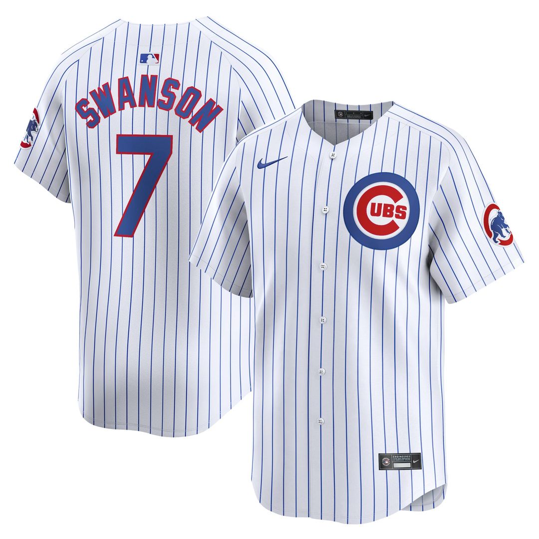 Chicago Cubs Dansby Swanson Nike White Home Limited Player Jersey product image 1, provided for visual reference and product