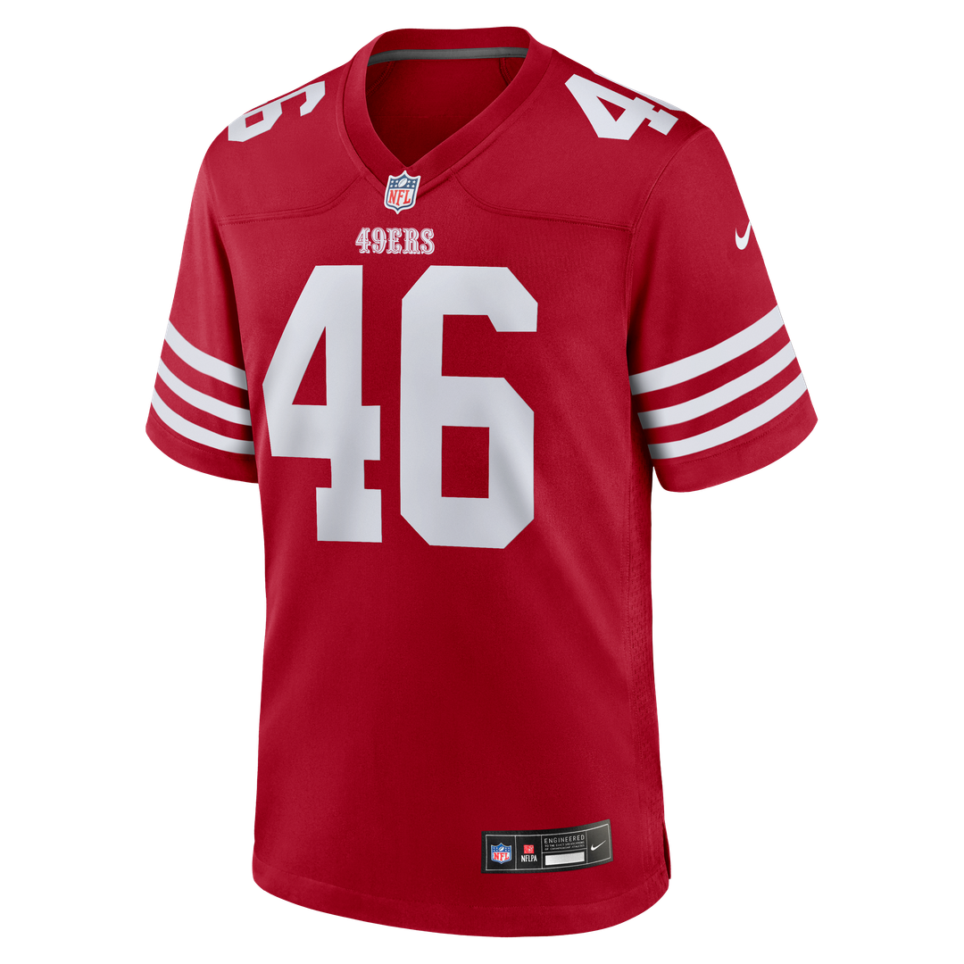 San Francisco 49ers Jon Weeks Nike Scarlet Team Game Jersey product image 2, provided for visual reference and product
