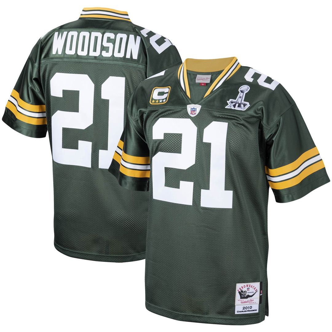 Green Bay Packers 2010 Charles Woodson Mitchell & Ness Green Authentic Throwback Retired Player Jersey product image 1,