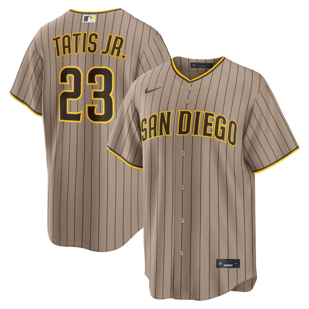 San Diego Padres Fernando Tatis Jr. Nike Sand Alternate Replica Jersey product image 1, provided for visual reference and
