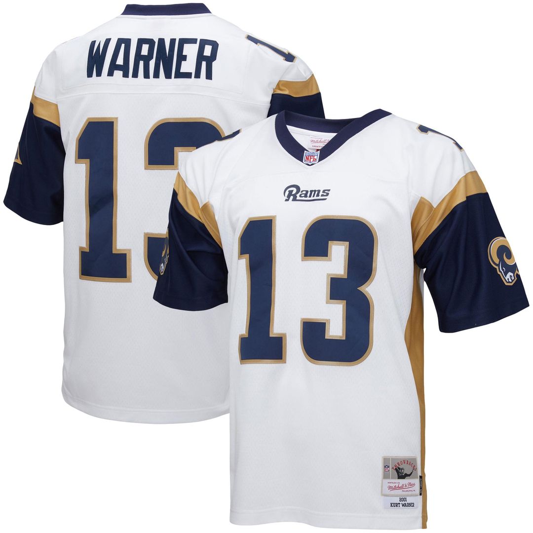Los Angeles Rams Kurt Warner Mitchell & Ness White Big & Tall 2001 Retired Player Replica Jersey product image 1, provided