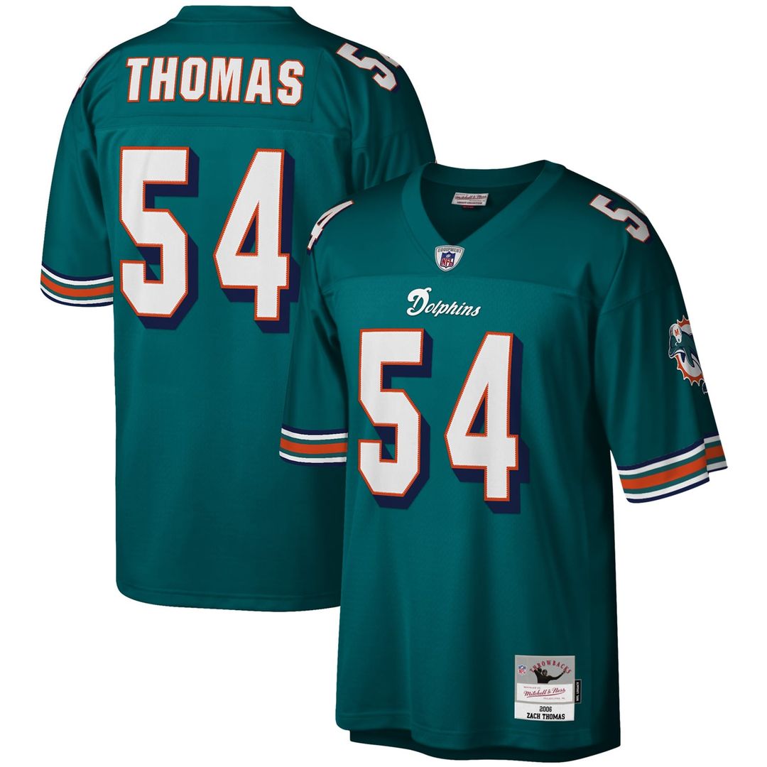 Miami Dolphins Zach Thomas Mitchell & Ness Aqua Legacy Replica Jersey product image 4, provided for visual reference and