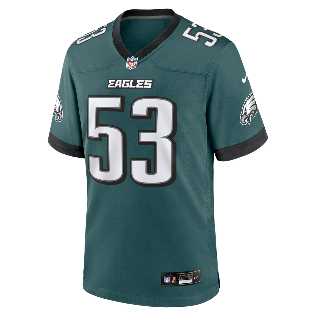 Philadelphia Eagles Zack Baun Nike Midnight Green Team Game Jersey product image 2, provided for visual reference and
