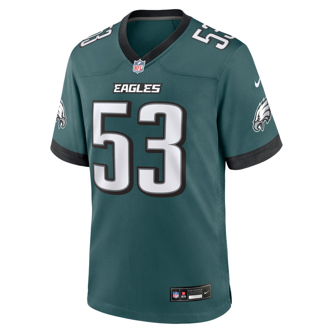 Philadelphia Eagles Zack Baun Nike Midnight Green Team Game Jersey product image 2, provided for visual reference and