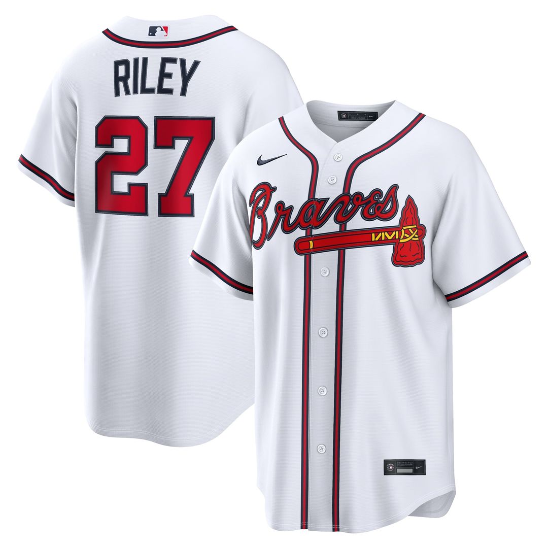 Atlanta Braves Austin Riley Nike White Home Replica Jersey product image 6, provided for visual reference and product detail