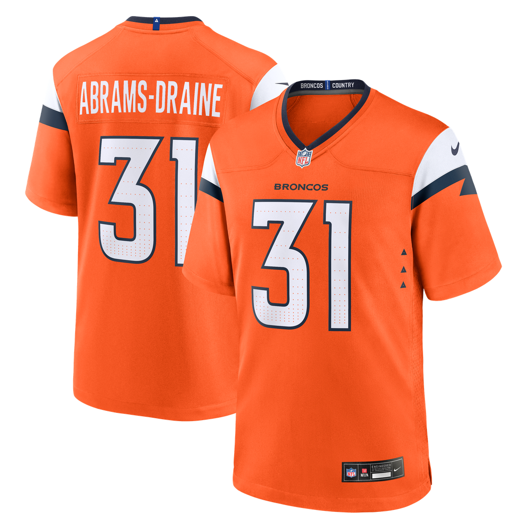 Denver Broncos Kris Abrams-Draine Nike Orange Team Game Jersey product image 1, provided for visual reference and product