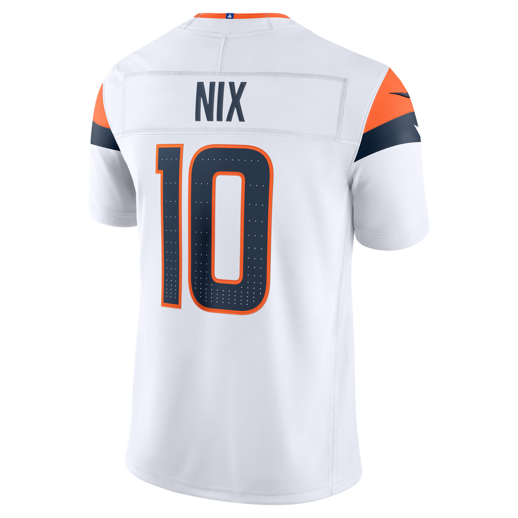 Denver Broncos Bo Nix Nike White Vapor F.U.S.E. Stitched Limited Jersey product image 6, provided for visual reference and