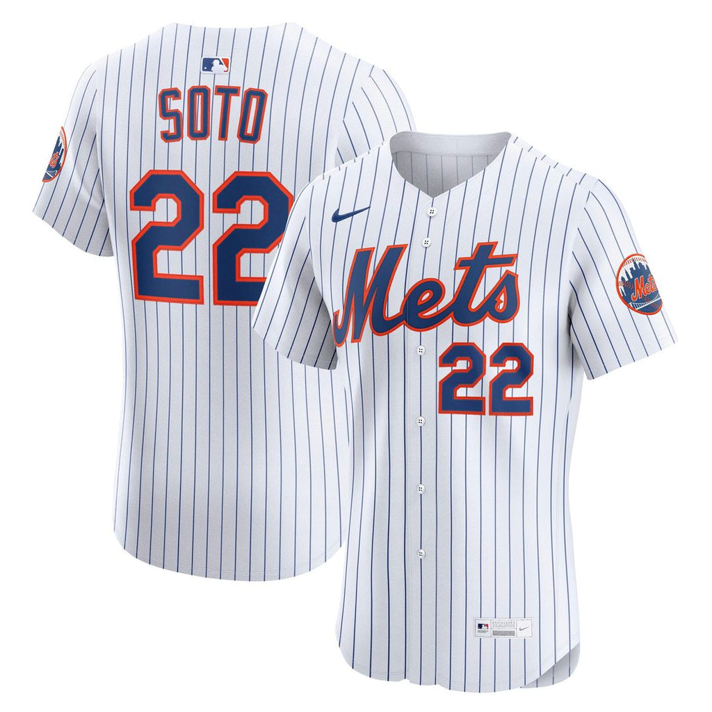 New York Mets Juan Soto Nike White Home Elite Jersey product image 1, provided for visual reference and product detail review