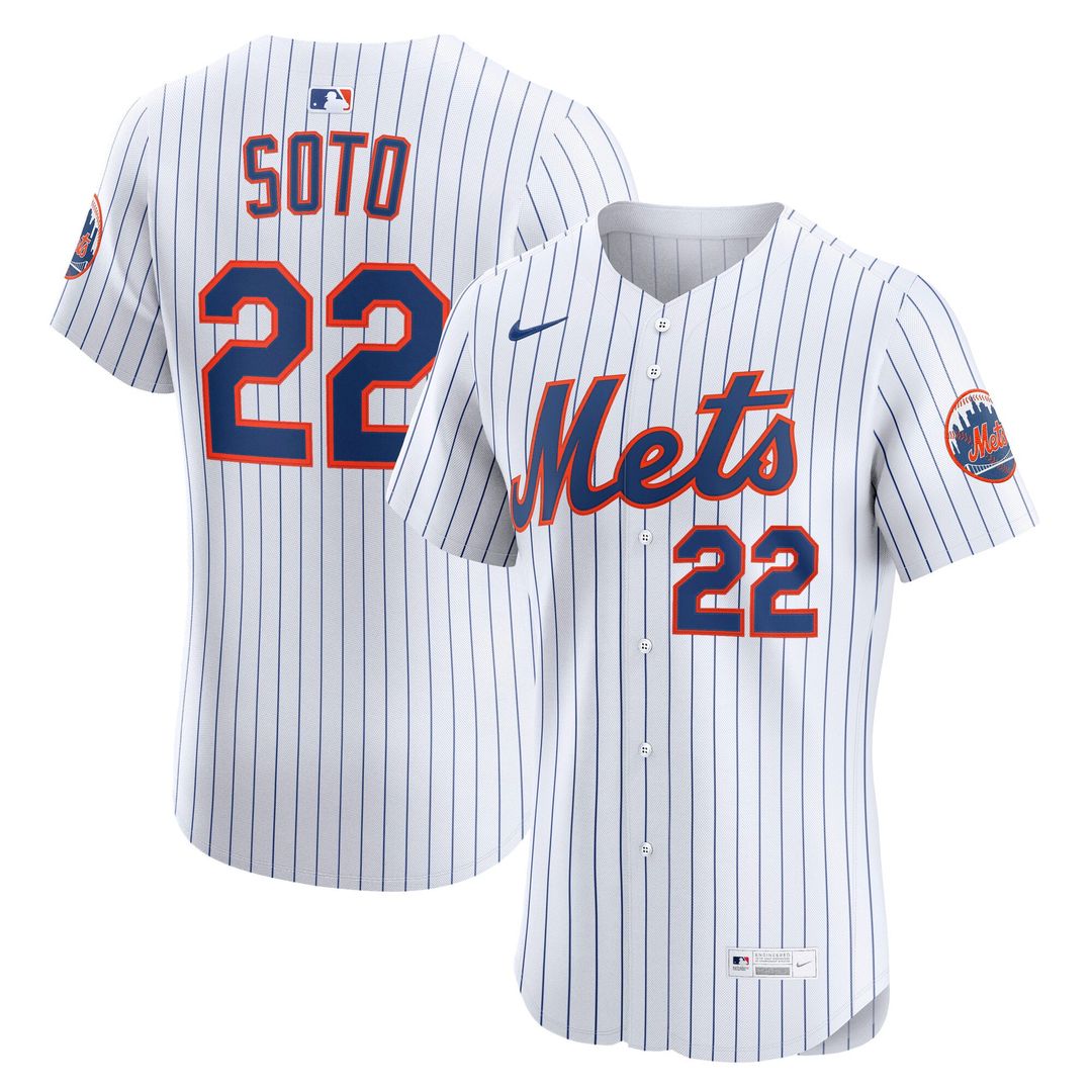 New York Mets Juan Soto Nike White Home Elite Jersey product image 1, provided for visual reference and product detail review