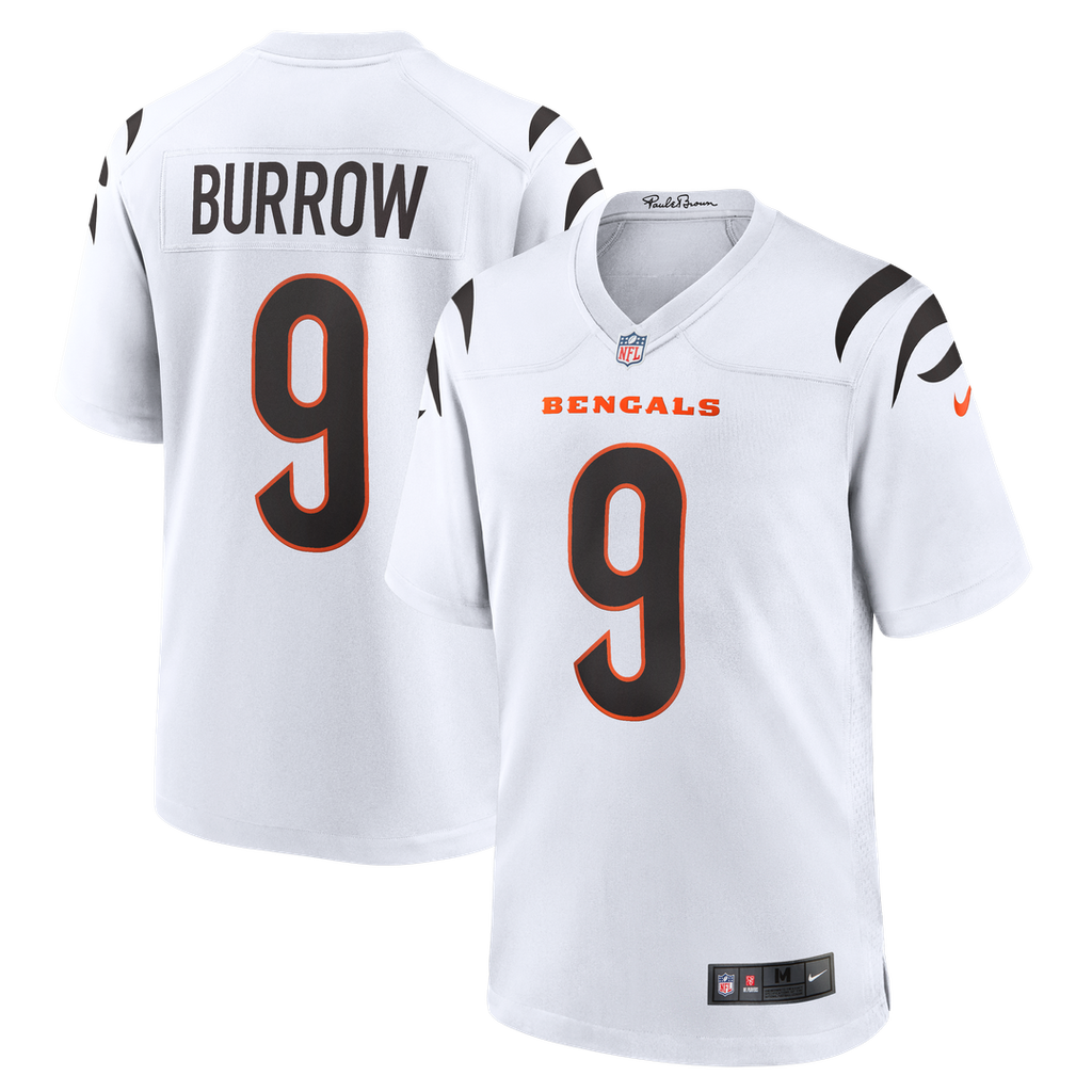 Cincinnati Bengals Joe Burrow Nike White Game Jersey product image 1, provided for visual reference and product detail review