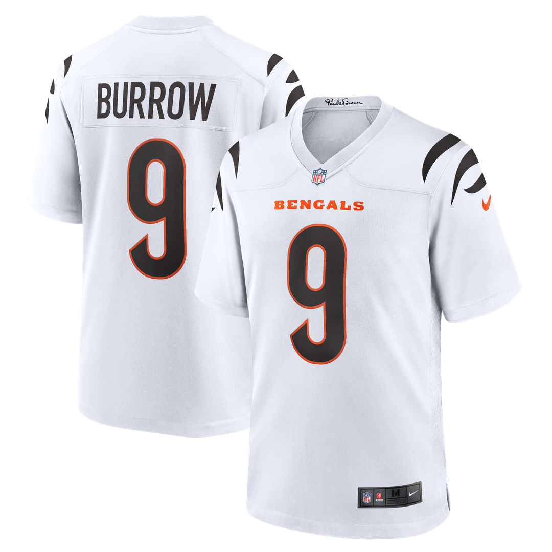 Cincinnati Bengals Joe Burrow Nike White Game Jersey product image 1, provided for visual reference and product detail review