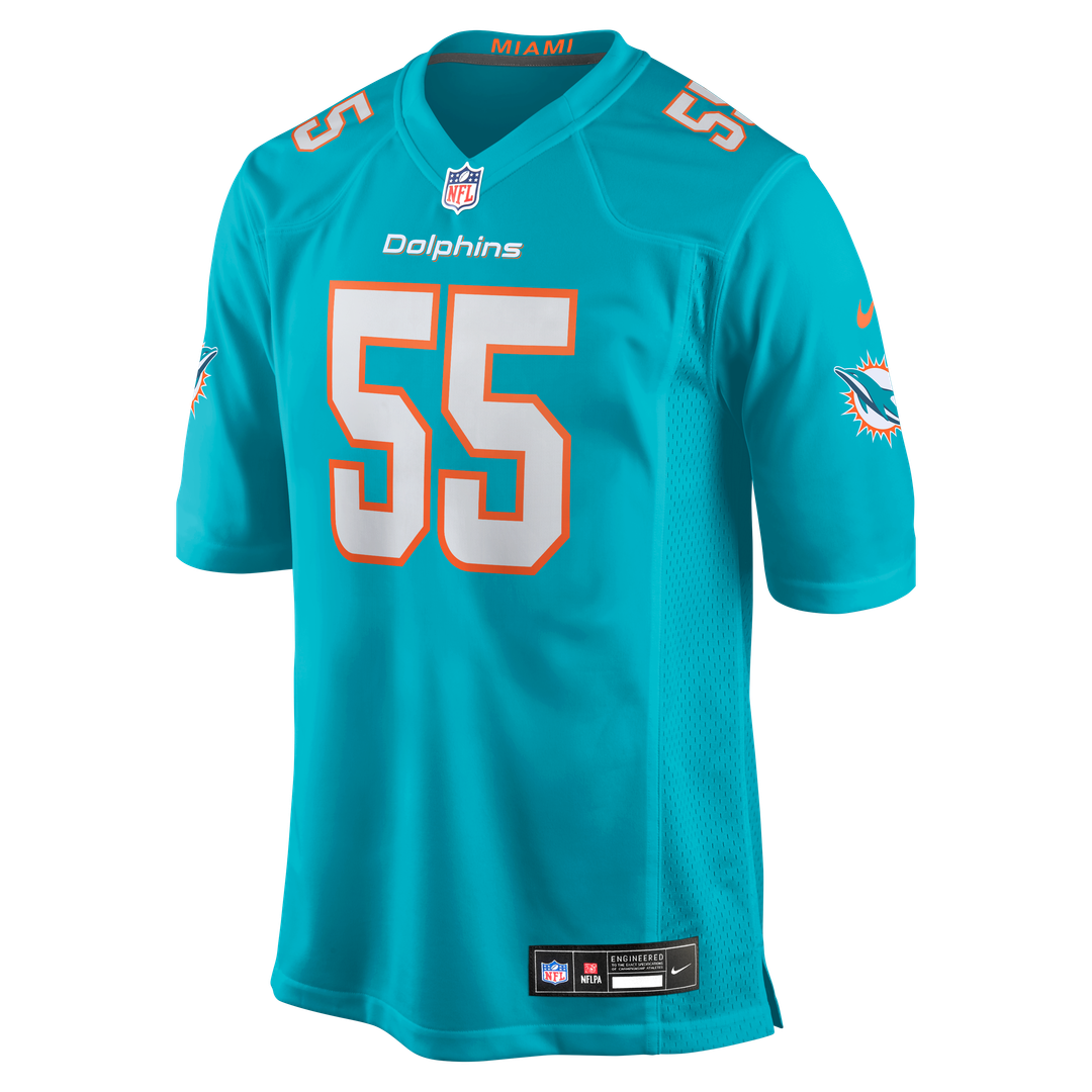 Miami Dolphins Aaron Brewer Nike Aqua Game Jersey product image 2, provided for visual reference and product detail review