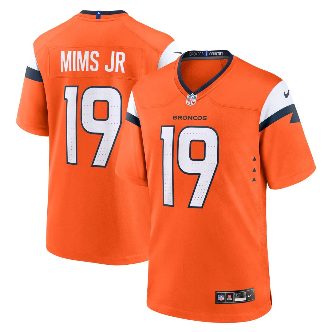 Denver Broncos Marvin Mims Jr Nike Orange Team Game Jersey product image 1, provided for visual reference and product detail