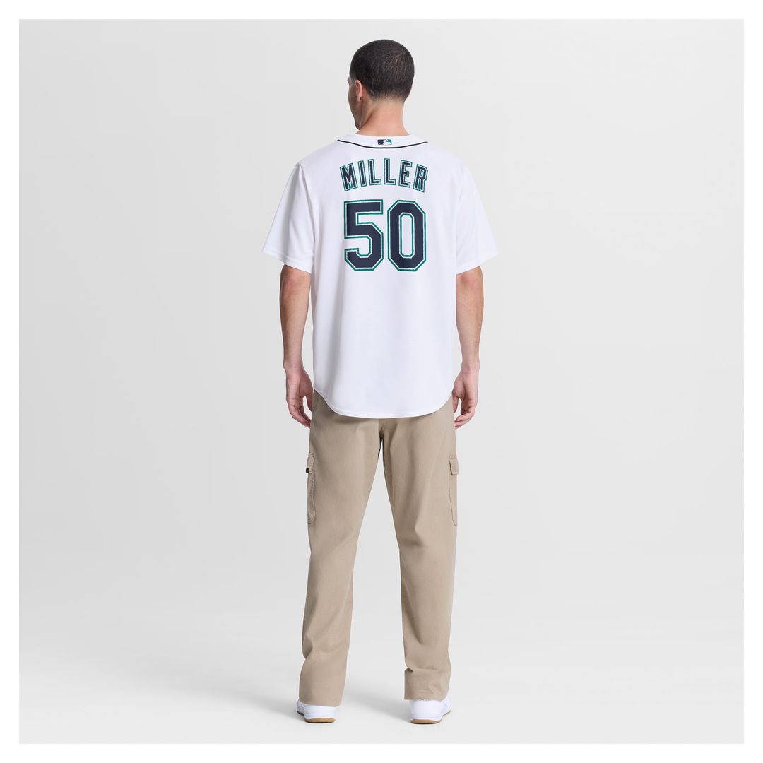 Seattle Mariners Bryce Miller Nike White Home Replica Jersey product image 5, provided for visual reference and product
