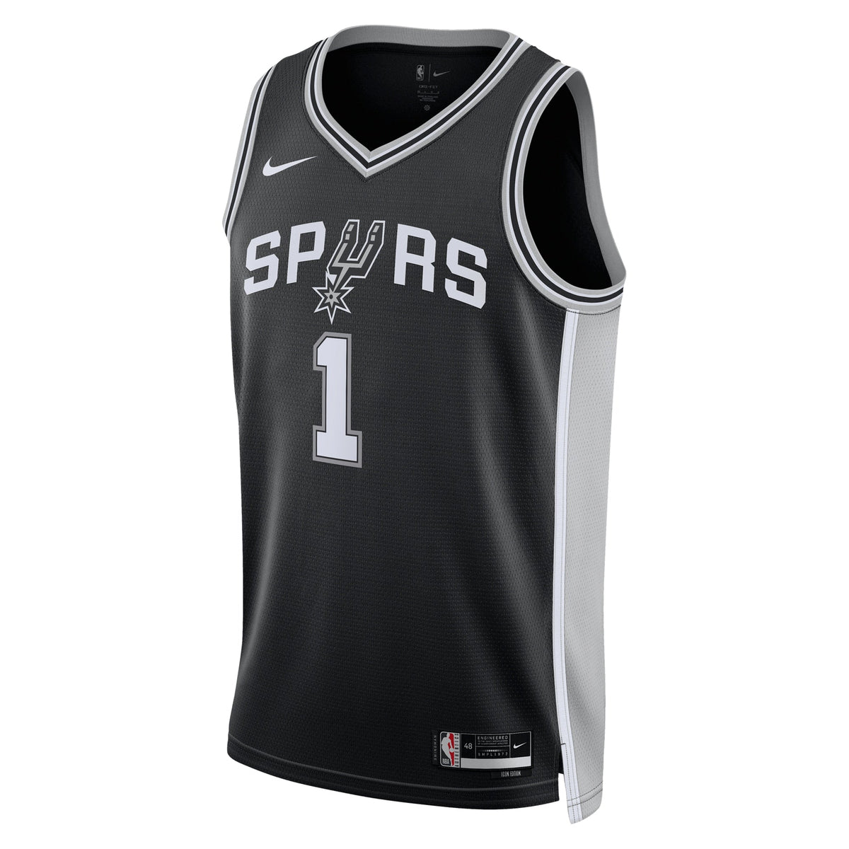 San Antonio Spurs Nike Icon Edition Swingman Jersey - Black - Victor Wembanyama - Unisex product image 3, provided for