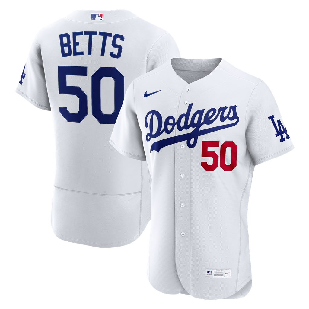 Los Angeles Dodgers Mookie Betts Nike White Home Authentic Jersey product image 1, provided for visual reference and product