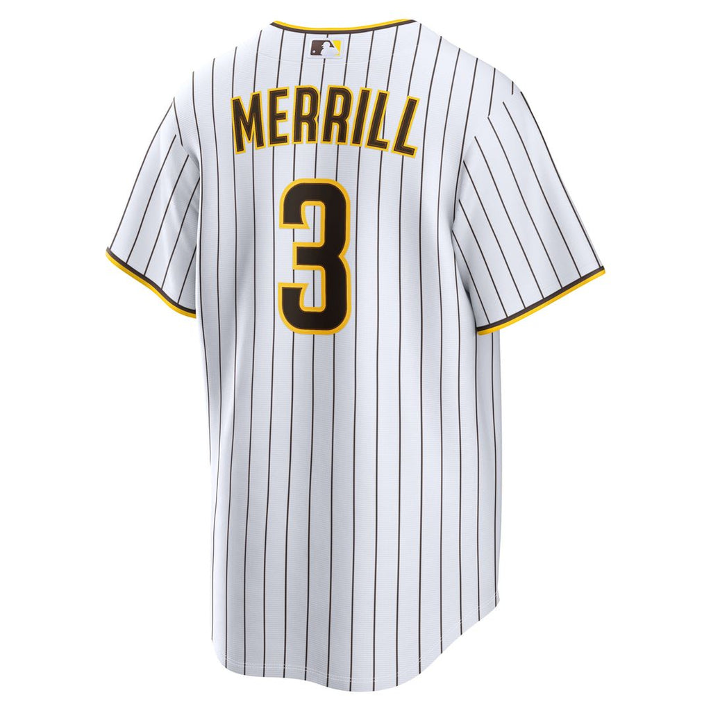San Diego Padres Jackson Merrill Nike White Home Replica Player Jersey product image 5, provided for visual reference and