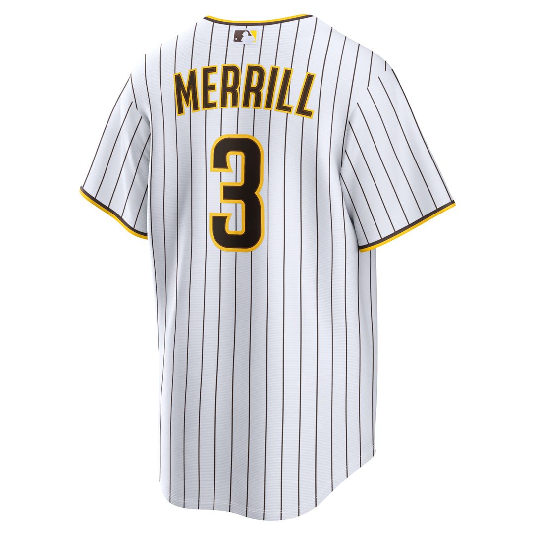 San Diego Padres Jackson Merrill Nike White Home Replica Player Jersey product image 5, provided for visual reference and