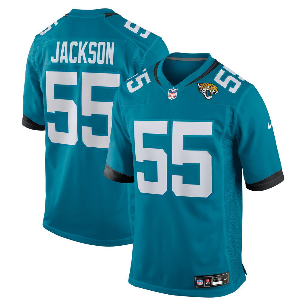 Jacksonville Jaguars Dequan Jackson Nike Teal Game Jersey product image 1, provided for visual reference and product detail