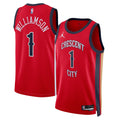 New Orleans Pelicans Jordan Brand Statement Edition Swingman Jersey - Red - Zion Williamson - Unisex product image 1,