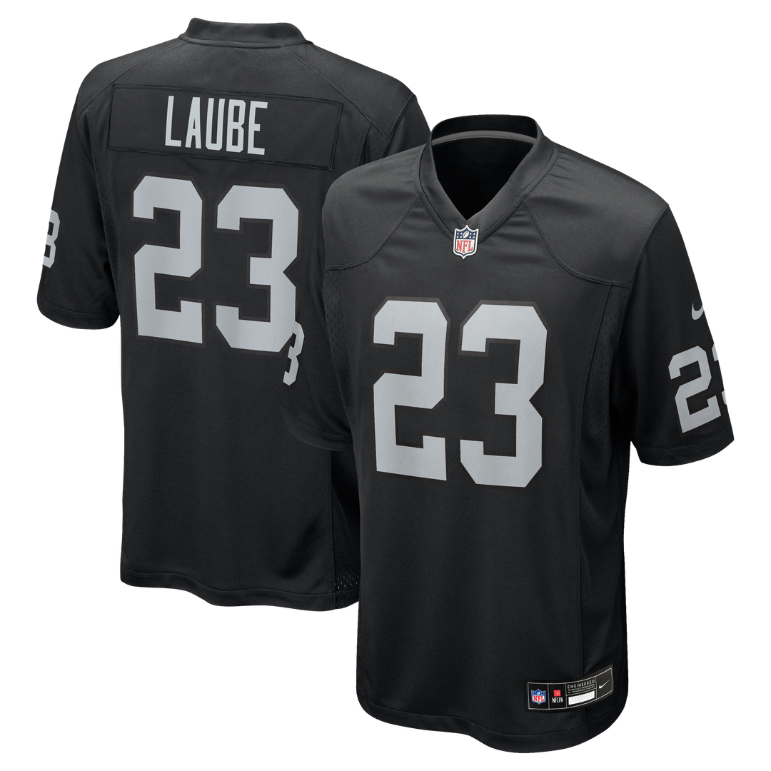 Las Vegas Raiders Dylan Laube Nike Black Team Game Jersey product image 1, provided for visual reference and product detail