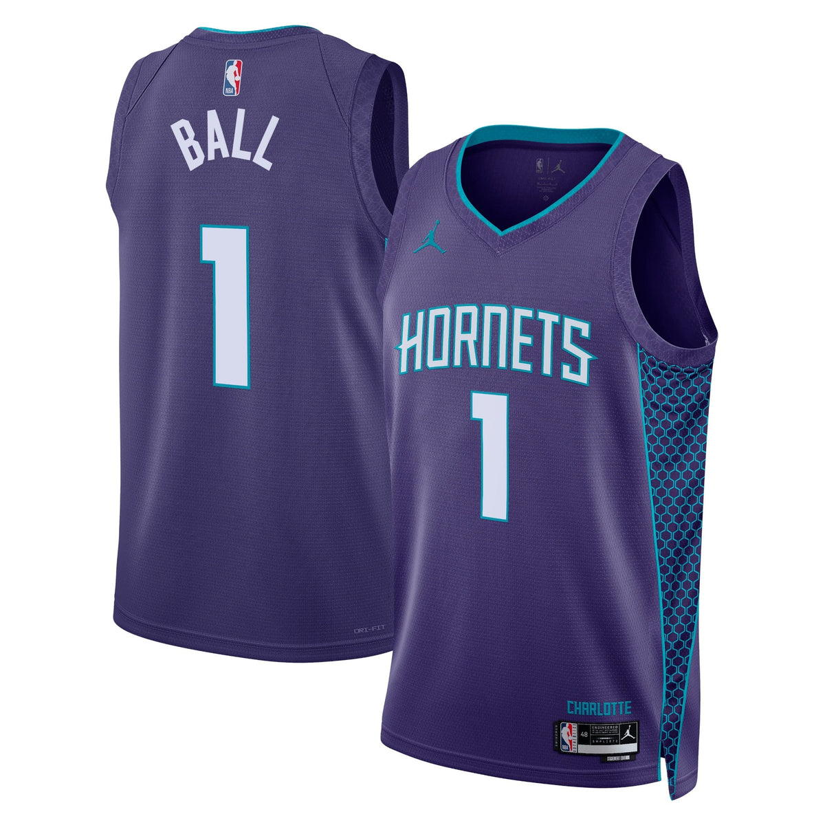 Charlotte Hornets Jordan Brand Statement Edition Swingman Jersey - Purple - LaMelo Ball - Unisex product image 1, provided