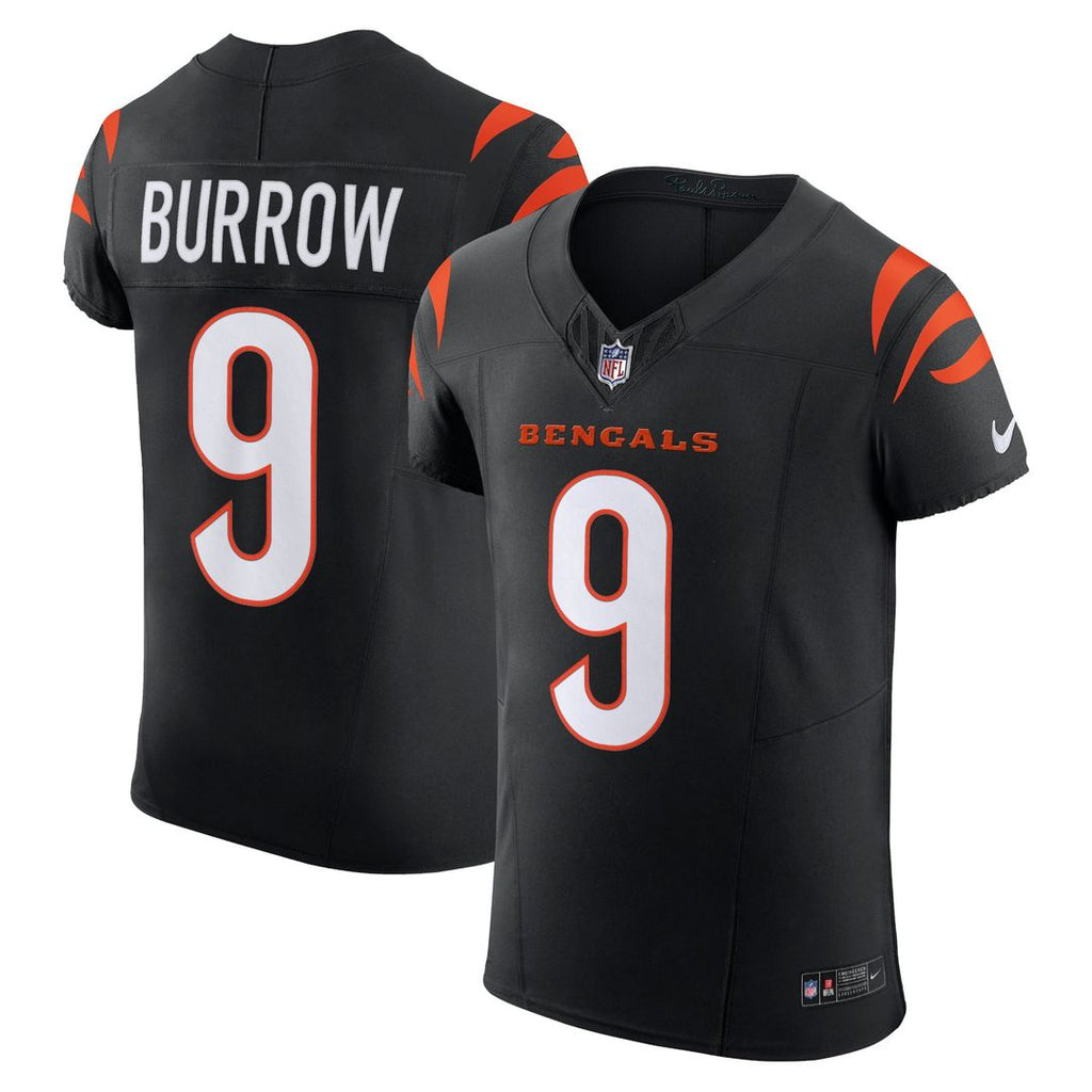 Cincinnati Bengals Joe Burrow Nike Black Team Vapor F.U.S.E. Elite Jersey product image 1, provided for visual reference and
