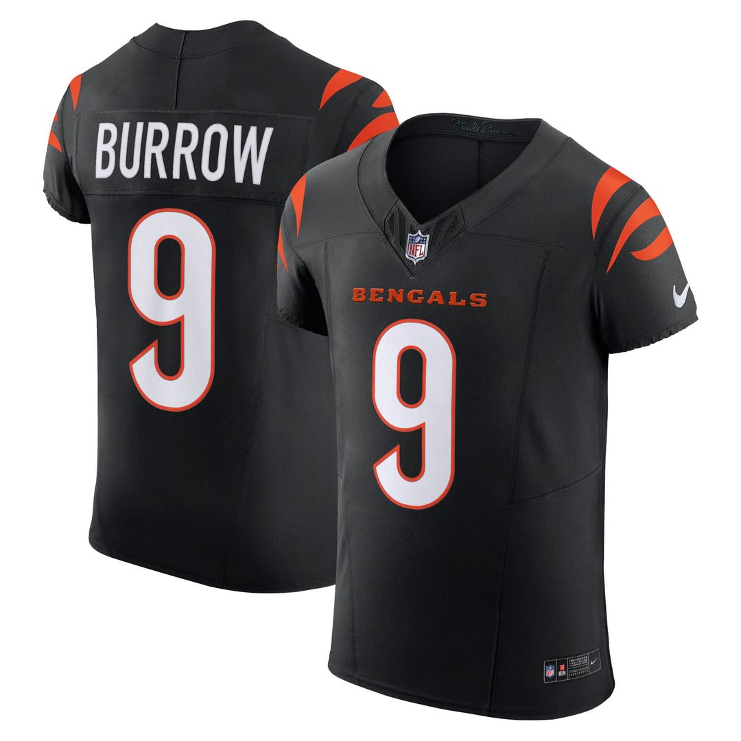 Cincinnati Bengals Joe Burrow Nike Black Team Vapor F.U.S.E. Elite Jersey product image 1, provided for visual reference and