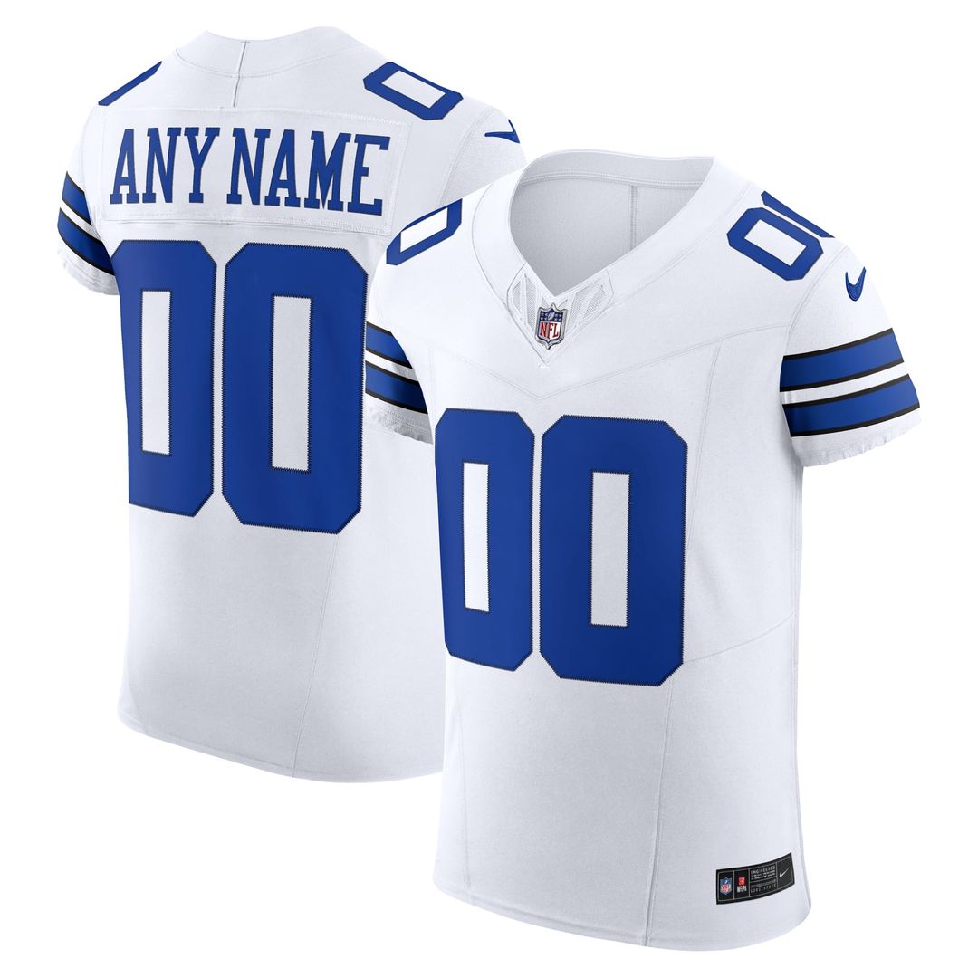 Dallas Cowboys Nike White Vapor F.U.S.E. Elite Custom Jersey product image 1, provided for visual reference and product